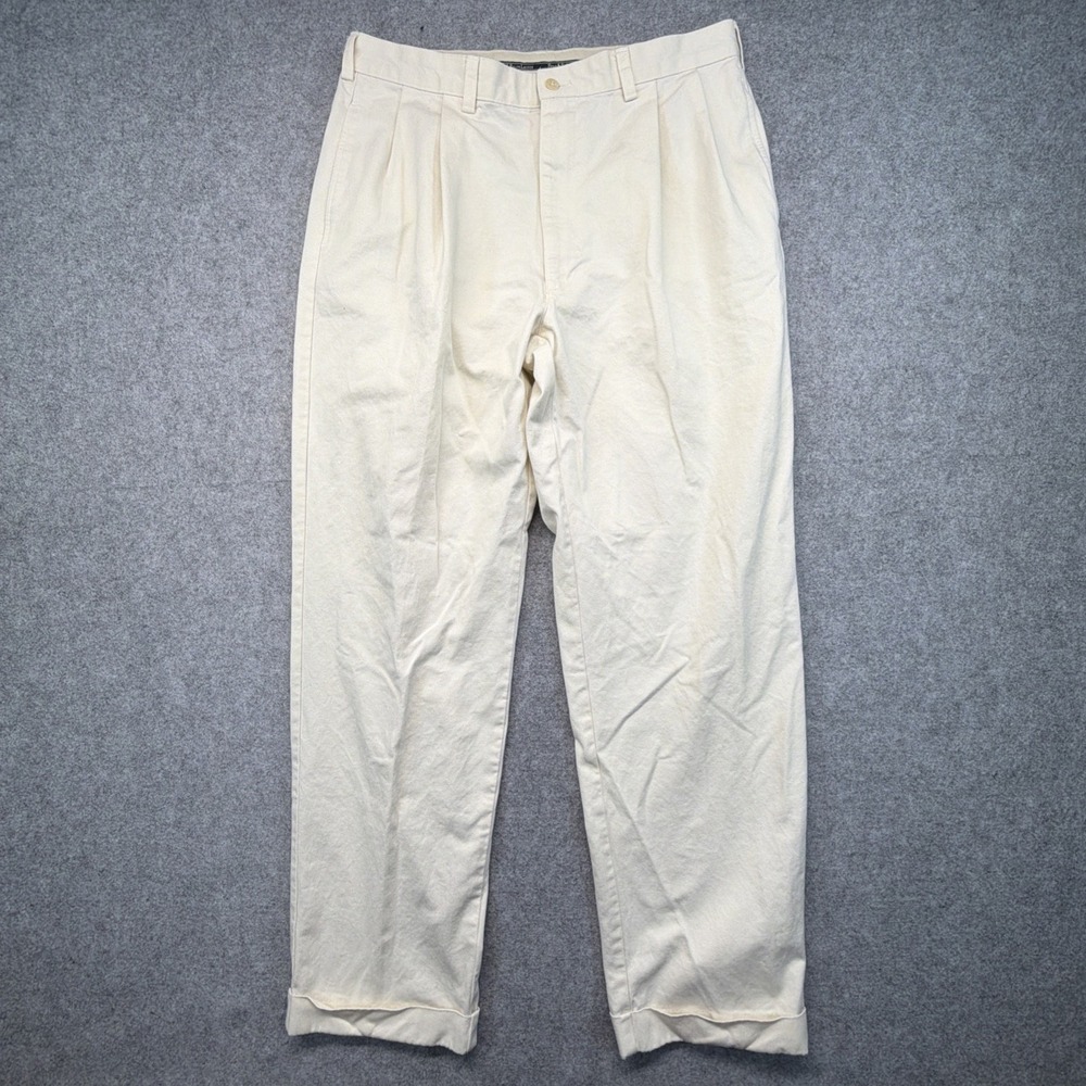 Vtg Polo Ralph Lauren Pants Mens 36x32‎ (Fits 34x31) Beige Hammond Pleated Chino